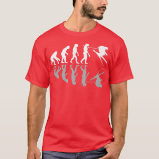 Funny Human Evolution Skiing Humor Ski Snowboard W T-shirt