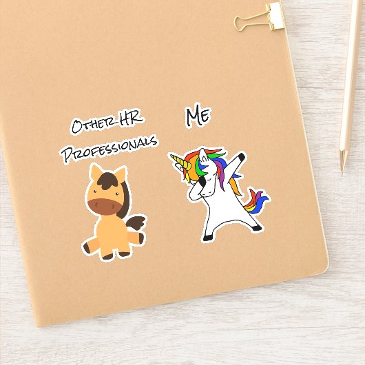Funny Human Resources HR Eenhoorn paard Sticker (Notitieboek)