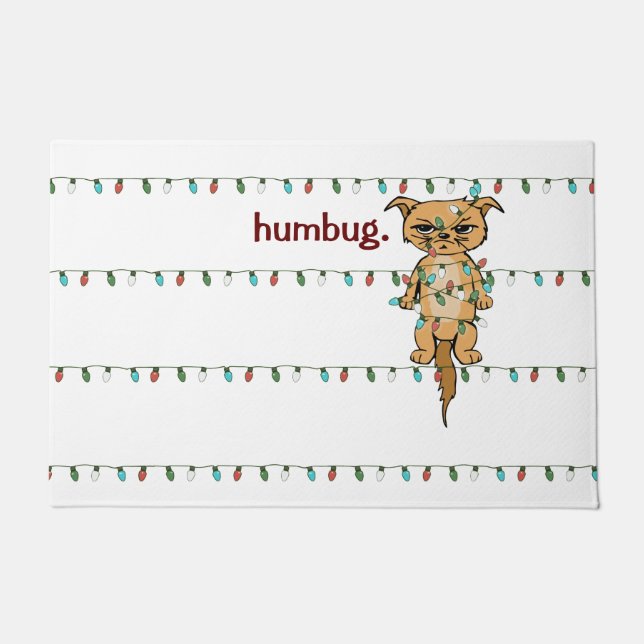 Funny Humbug Tangled Grumpy Kerstmis Holiday Deurmat (Voorkant)