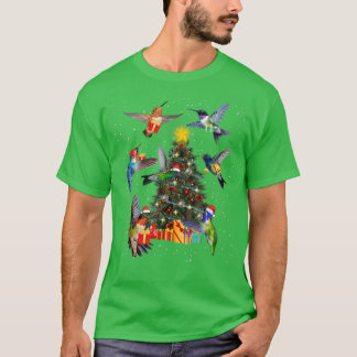Funny Hummingbird Christmas Tree Hummingbird Lover T-shirt