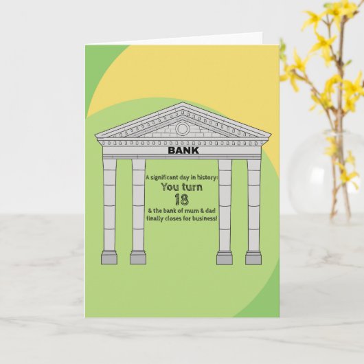 Funny Humor Bank of Mum & Dad 18th Birthday Kaart (Gele Bloem)