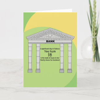 Funny Humor Bank of Mum & Dad 18th Birthday Kaart