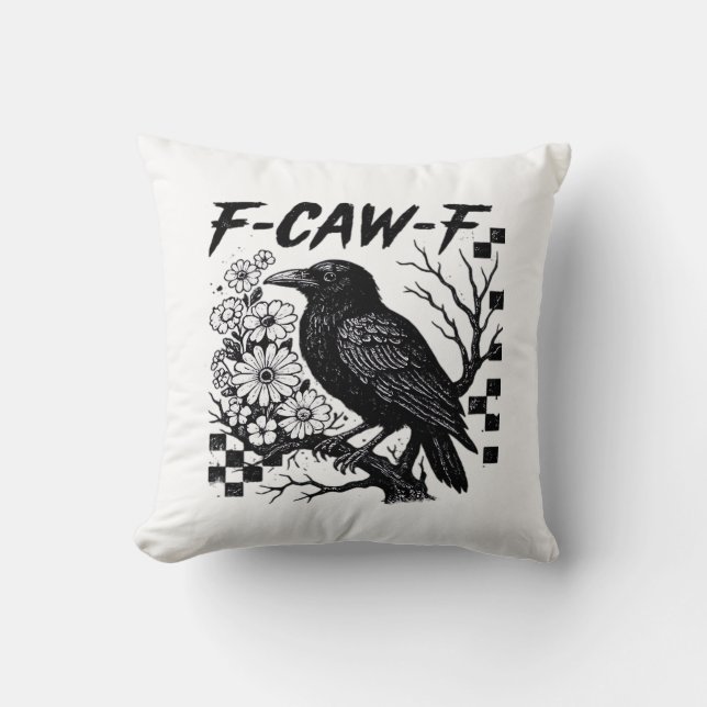 Funny Humor Crow Gothic F-Caw-F Essential Kussen (Voorkant)