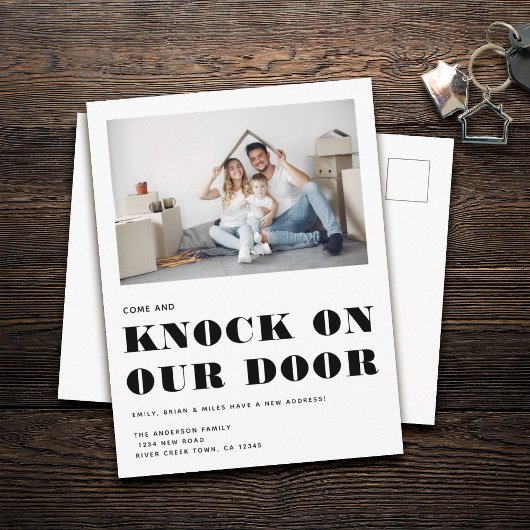 Funny Humor New Address Simple Photo Moving Aankondigingskaart