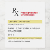 Funny Humor Novelty Rx Voorschrijver Wijn Etiket (Enkel label)