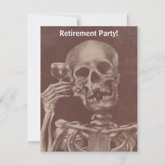 Funny Humor skeleton Retirement Party Invitations Kaart (Voorkant)
