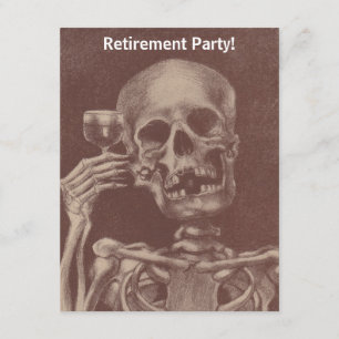 Funny Humor skeleton Retirement Party Invitations Kaart