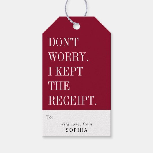 Funny Humorous Don't Worry I Kept The Receipt Cadeaulabel (Voorkant)