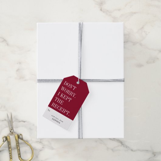 Funny Humorous Don't Worry I Kept The Receipt Cadeaulabel (Met Touw)