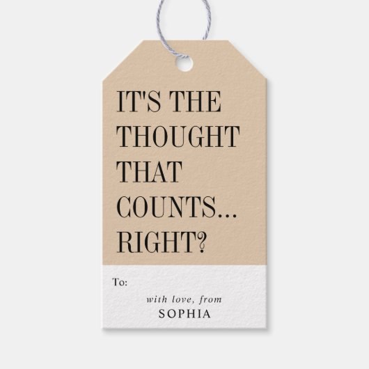 Funny Humorous It's The Thought That Counts Right? Cadeaulabel (Voorkant)