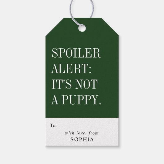 Funny Humorous Spoiler Alert: It's Not A Puppy Cadeaulabel (Voorkant)