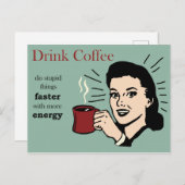 Funny Humoureus Retro Coffee Poster Briefkaart (Voorkant / Achterkant)