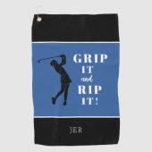 Funny Humoureuze dames Golf grip rip Blue Black Golfhanddoek (Voorkant)