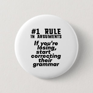 Funny Humoureuze Grammar Quote Engels leraar Ronde Button 5,7 Cm