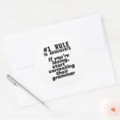 Funny Humoureuze Grammar Quote Engels leraar Ronde Sticker (Envelop)