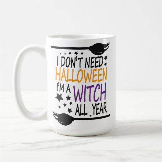 Funny Humoureuze Halloween Witch Broomstick Koffiemok (Links)