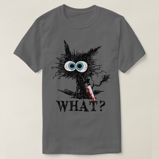 Funny Humoureuze moord Cat Knife Wat design T-shirt (Design voorkant)