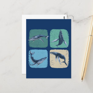 Funny Humpback Whale die kijkt Briefkaart