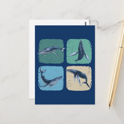 Funny Humpback Whale die kijkt Briefkaart (Voorkant / Achterkant in situ)