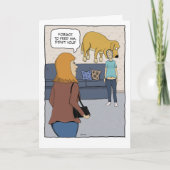 Funny Hungry Dog Biting Head Birthday Kaart (Voorkant)