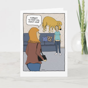 Funny Hungry Dog Biting Head Birthday Kaart