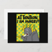 Funny / Hungry Gorilla met Gezegde Briefkaart (Voorkant / Achterkant)