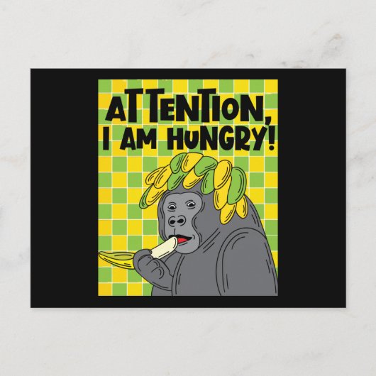 Funny / Hungry Gorilla met Gezegde Briefkaart (Voorkant)
