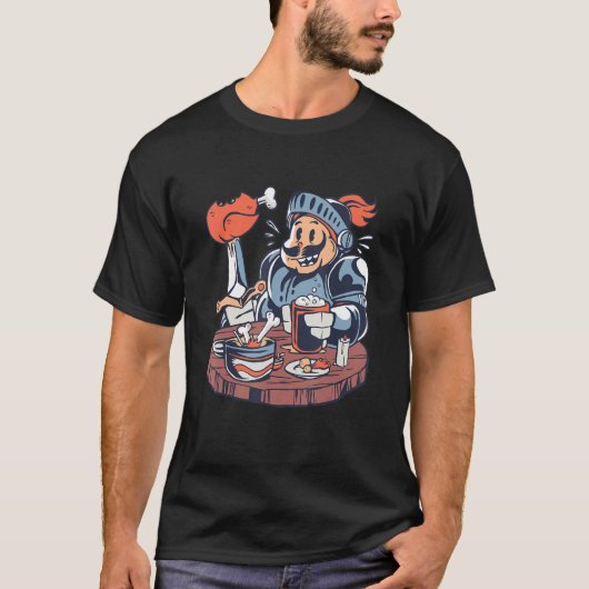 Funny Hungry Knight - Medieval Crusader Renaissanc T-shirt (Voorkant)