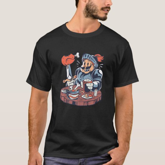 Funny Hungry Knight - Medieval Crusader Renaissanc T-shirt (Voorkant)