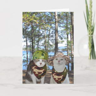 Funny Hunter Cats/Katten Jubileum Kaart