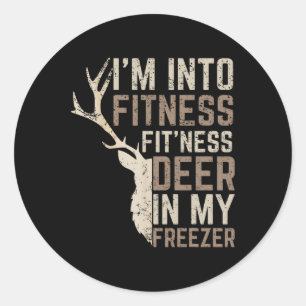 Funny Hunter Dad I'm Into Fitness Deer Freezer Hun Ronde Sticker