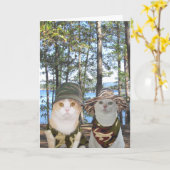  Funny Hunter Katten/Katten Jubileum Kaart (Gele Bloem)