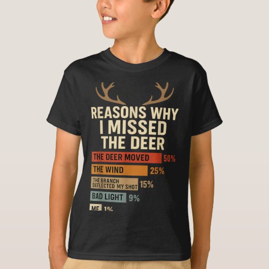 Funny Hunter Reasons Why I Missed The Deer Hunting T-shirt (Voorkant)