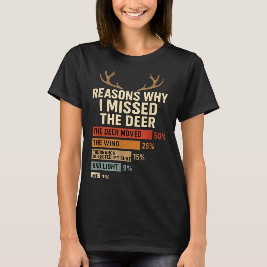 Funny Hunter Reasons Why I Missed The Deer Hunting T-shirt (Voorkant)