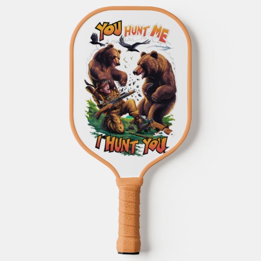 Funny Hunting Beren Strijd om geweer Pickleball Paddle (Achterkant)