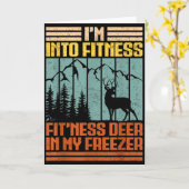 Funny Hunting Im Into Fitness Deer Freezer Hunter  Kaart (Gele Bloem)