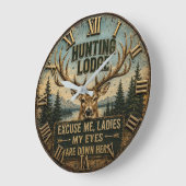 Funny Hunting Lodge Rustic Deer Hunter Decor Grote Klok (Hoek)