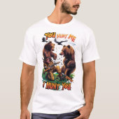 Funny Hunting TEE Shirt Beren Strijd om geweer (Voorkant)