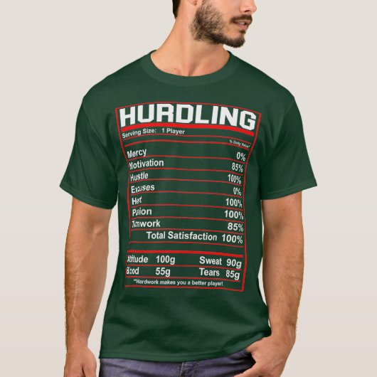 Funny Hurdling Nutrition Facts Hurdler T-shirt (Voorkant)