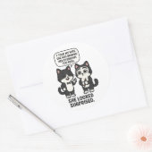 Funny husband and wife cat Jokes Ronde Sticker (Envelop)