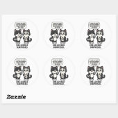 Funny husband and wife cat Jokes Ronde Sticker (Vel)