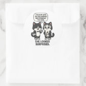 Funny husband and wife cat Jokes Ronde Sticker (Tas)