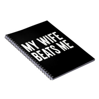 Funny Husband Birthday Sarcastic My Wife Beats Me  Notitieboek