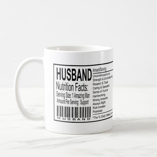 Funny Husband Nutrition Facts Koffiemok (Links)