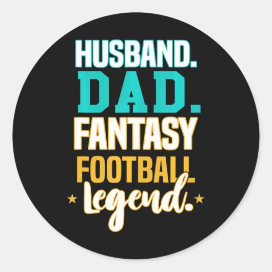 Funny Husband Papa Fantasy Football Legend Vaders Ronde Sticker (Voorkant)