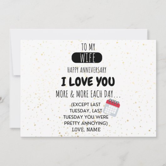 Funny Husband to Wife Humor Message on Jubileum (Voorkant)