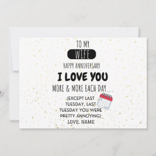 Funny Husband to Wife Humor Message on Jubileum