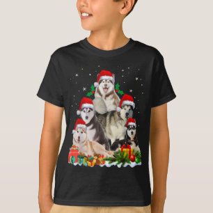 Funny Husky Dog-kerstboom T-shirt