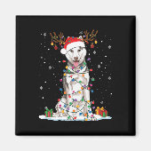 Funny Husky Dog Tree kerstlampjes Pajama Magneet (Voorkant)
