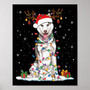 Funny Husky Dog Tree kerstlampjes Pajama Poster
